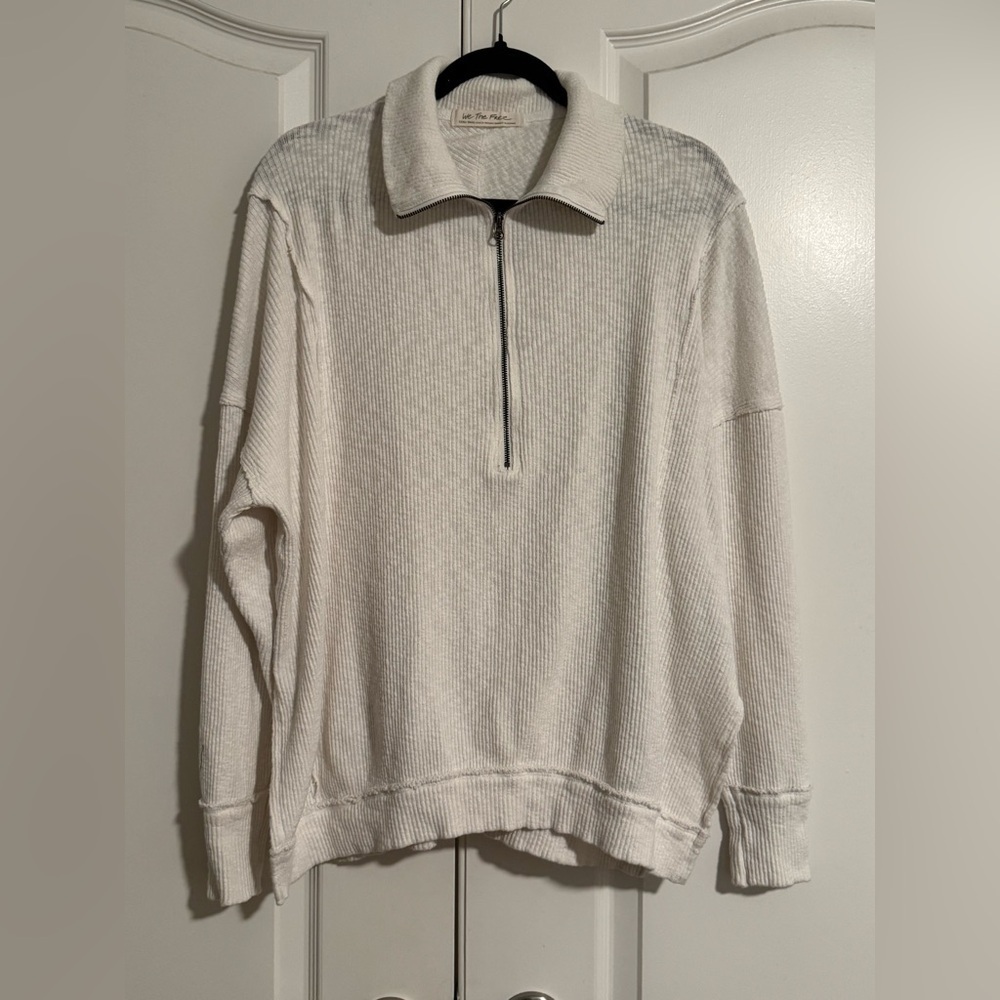 We the Free Ribbed Quarter Zip Sweater